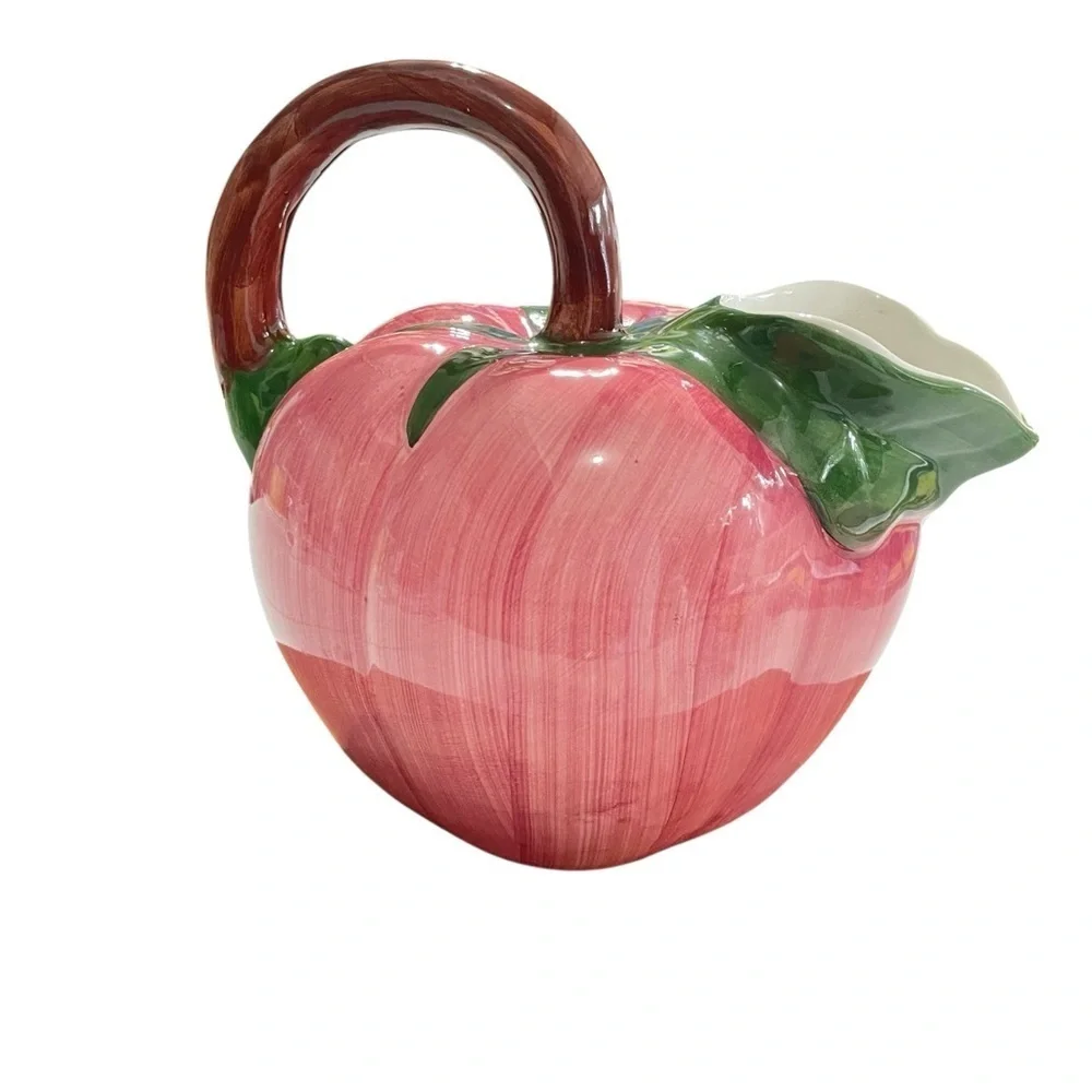 Vintage Majolica Style Hand Painted Tomato Pitcher Jug Made In Portugal Farm EUC